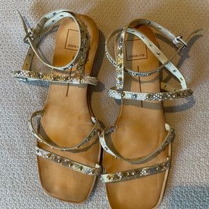 Dolce Vita Roxie Snake Print Strappy Flats - size 10M